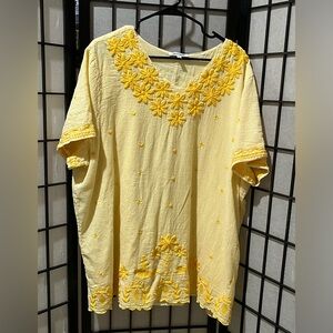 SERENGETI Yellow Embroidered Boho Tunic WOMEN SIZE 3X